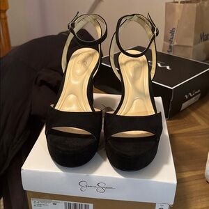 Jessica Simpson Black Microsuede Heels